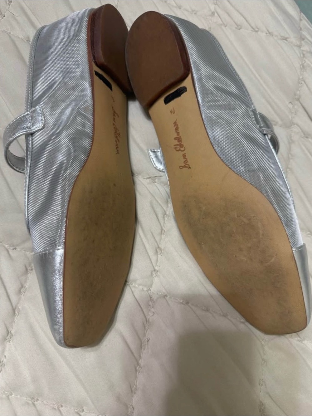 Sam Edelman Metallic Silver Mary Jane Flats with Buckle Strap - Picture 2 of 2